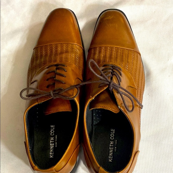 Kenneth Cole Brown Leather Oxfords with Brogue Detailing MENS SIZE 10.5 CLEAN - Picture 1 of 13